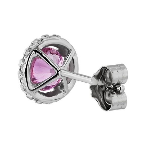 Pink sapphire and diamond earrings - Picture 6 of 7